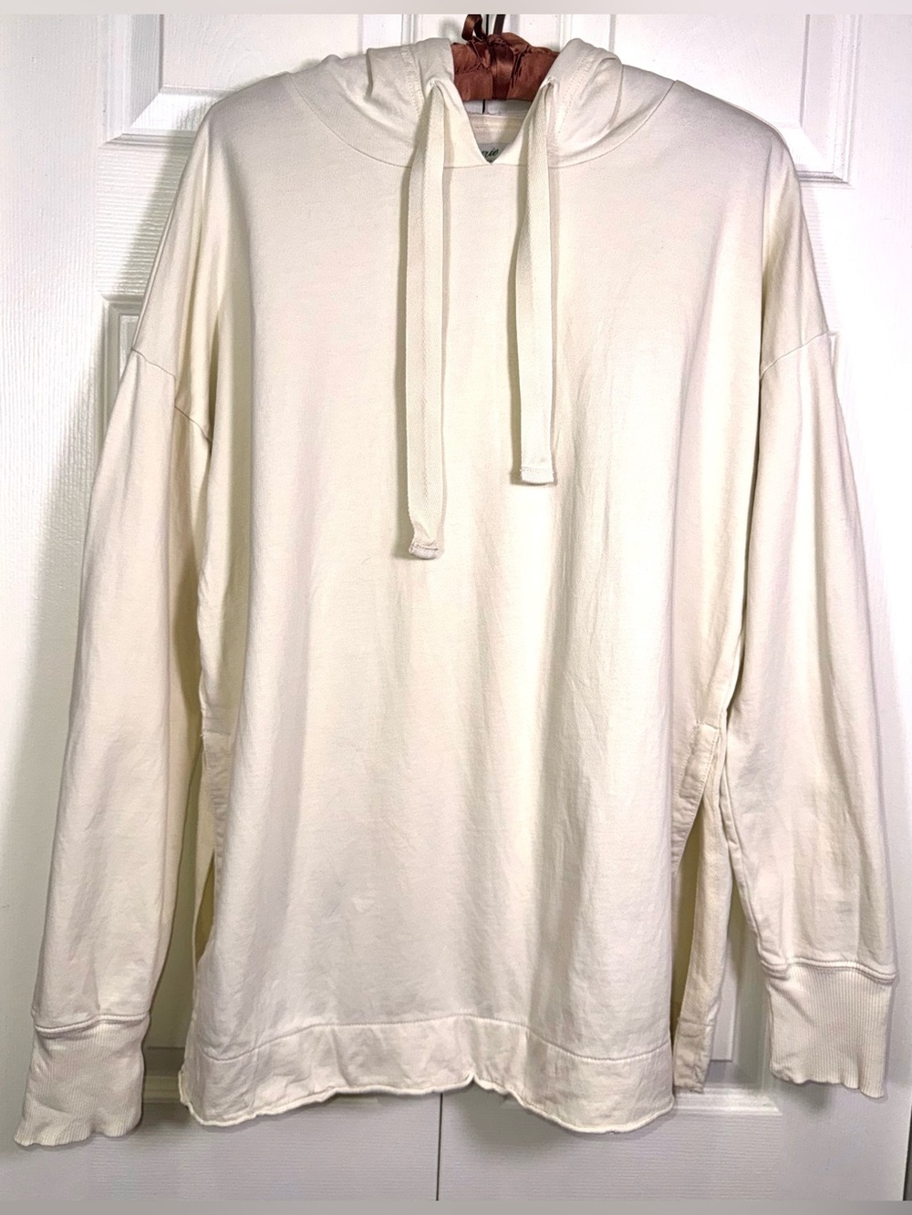 Aerie Oversized Side Slit Tunic Hoodie XS Ivory/Cream Lounge Pullover